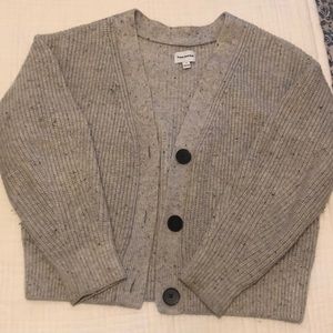 Frank And Oak Cropped Marled Gray Cardigan